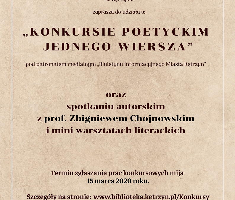 KONKURS POETYCKI JEDNEGO WIERSZA 25.03.2020 17:00